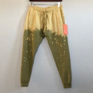 NWT La Détresse yellow and green acid dye sweatpants
